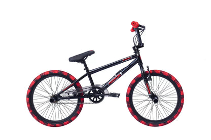 In And OutdoorMatch BMX freestyle Claudie - 360 graden draaien - 20 inch wielmaat - Fietsen jongens - V brakes en remgrepen - Frame maat 28cm - Zwart/rood BMX