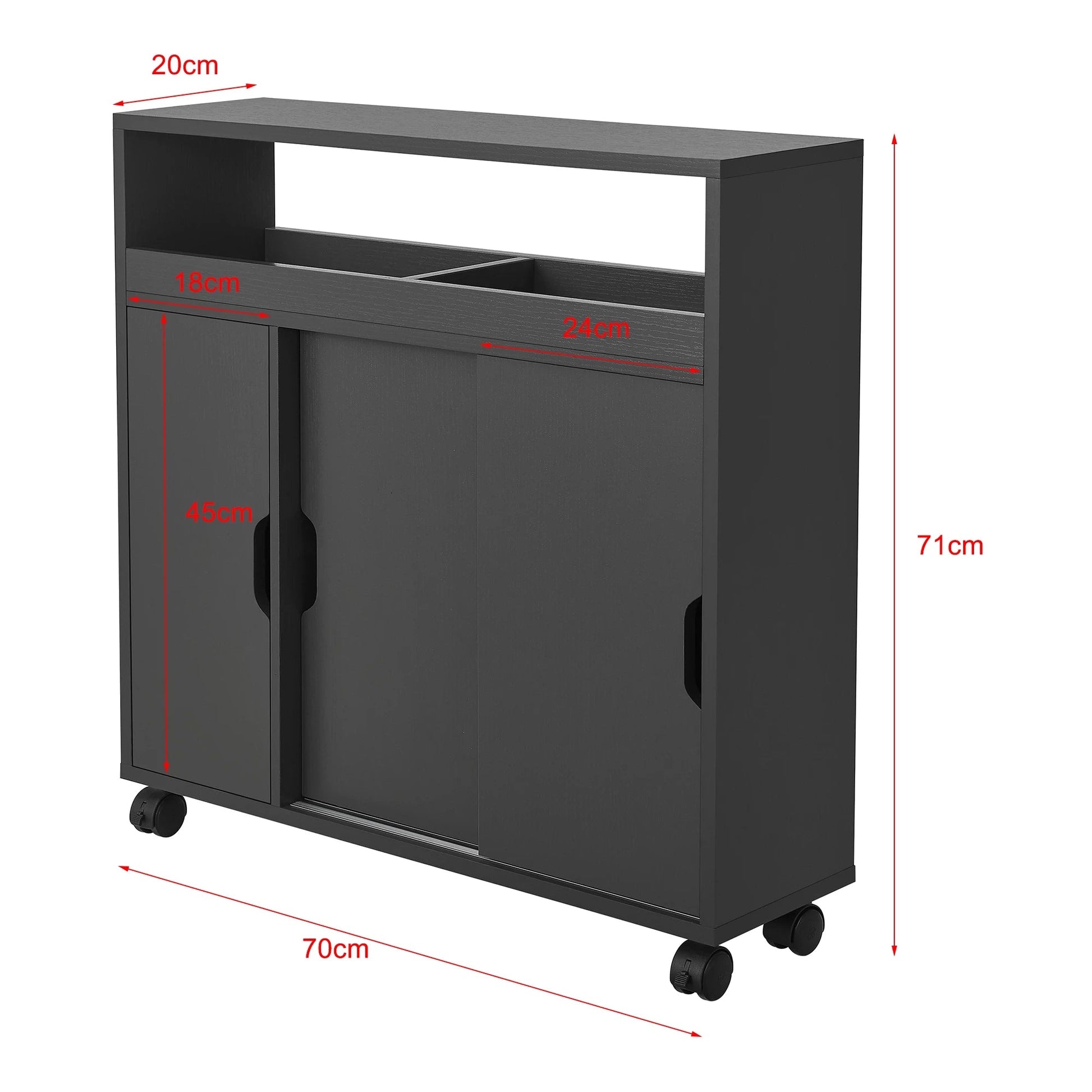 In And OutdoorMatch Badkamerkast Herminio - Niskast - Op wielen - 71x70x20 cm - Donkergrijs - Spaanplaat - Modern Design Badkamerkast