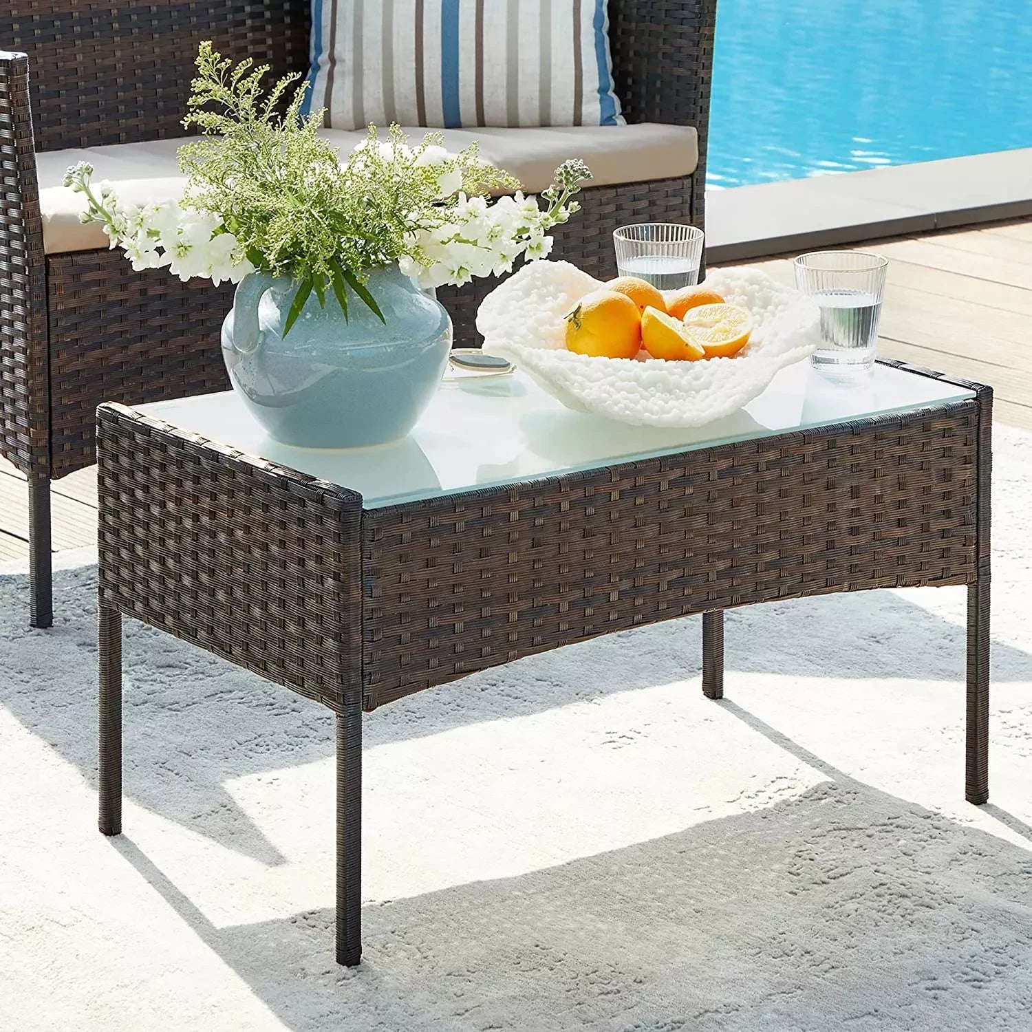 In And OutdoorMatch Balkonmeubel Margaretta - Tuinmeubelset - Gemaakt van PE Polyrattan - Loungeset - Terrasmeubels - Buiten - Voor Terras - Balkon - Tuin - Bruin/Taupe Garden set