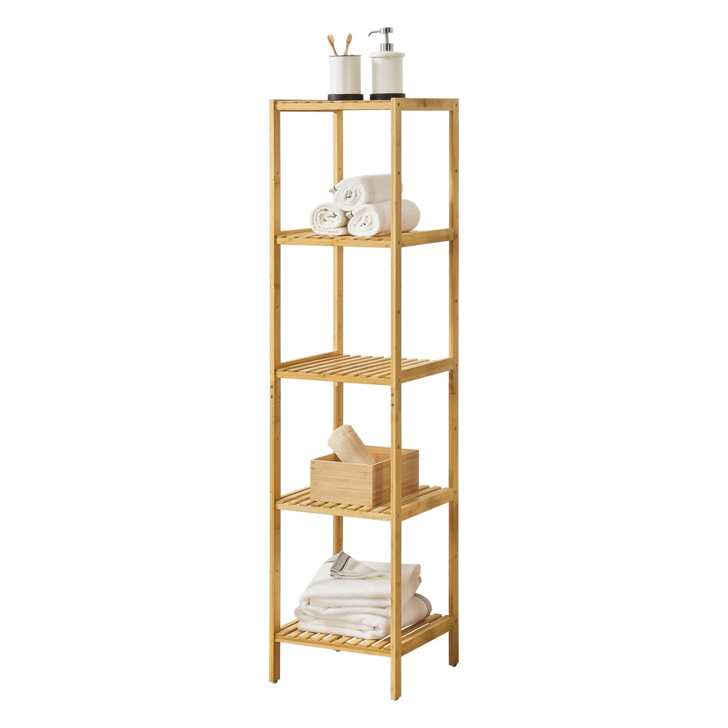 In And OutdoorMatch Bamboe Opbergrek Emerie - Staand rek - Met 5 planken - Modern design storage rack