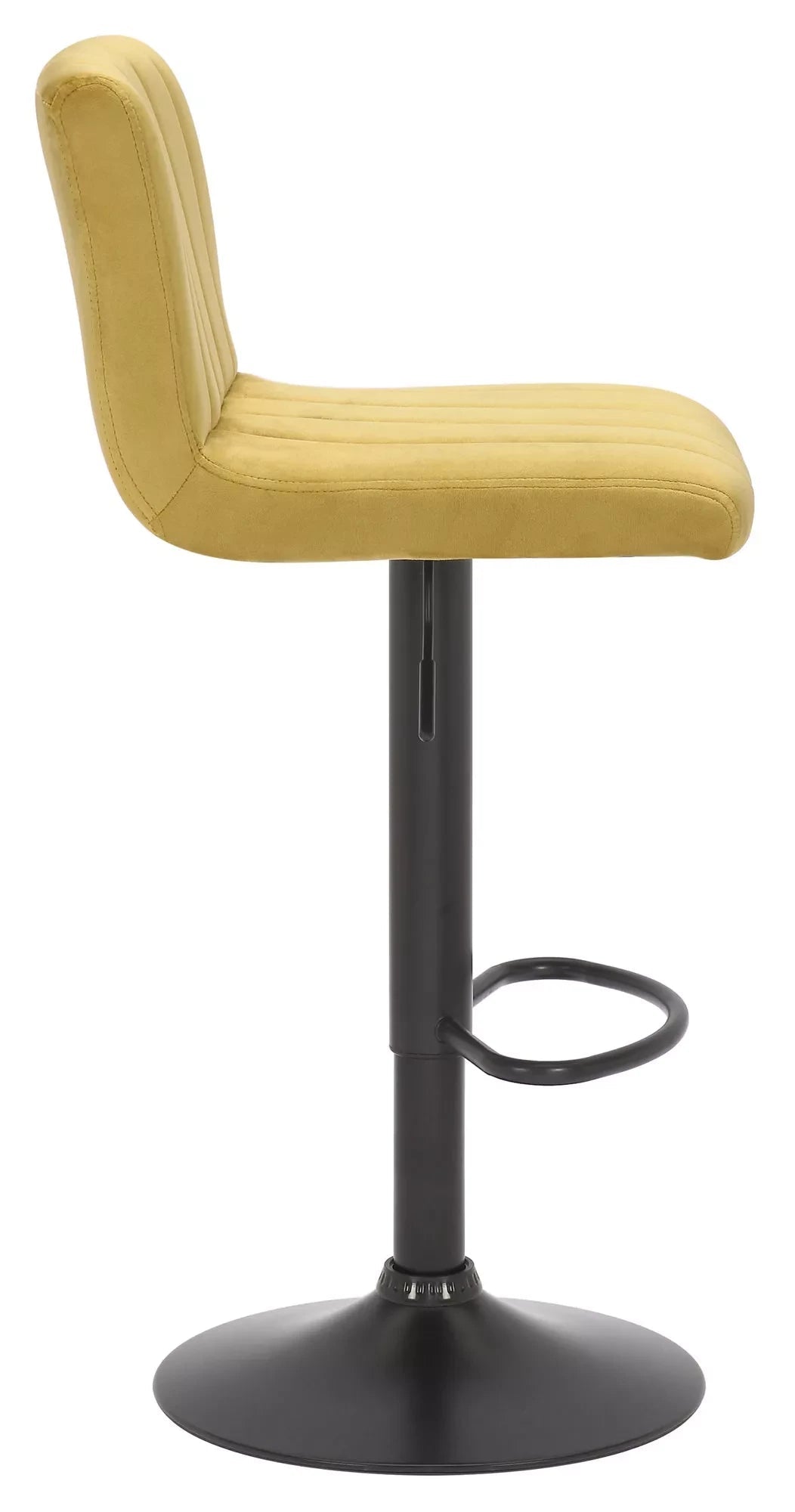 In And OutdoorMatch Barkruk Aubrey - Velvet geel - Zithoogte 62-83 cm - Met rugleuning - In hoogte verstelbaar - Set van 1 - Ergonomische - barstoelen - Keuken Barkrukken / hocker