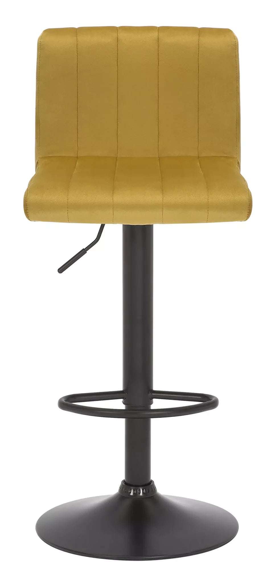 In And OutdoorMatch Barkruk Aubrey - Velvet geel - Zithoogte 62-83 cm - Met rugleuning - In hoogte verstelbaar - Set van 1 - Ergonomische - barstoelen - Keuken Barkrukken / hocker