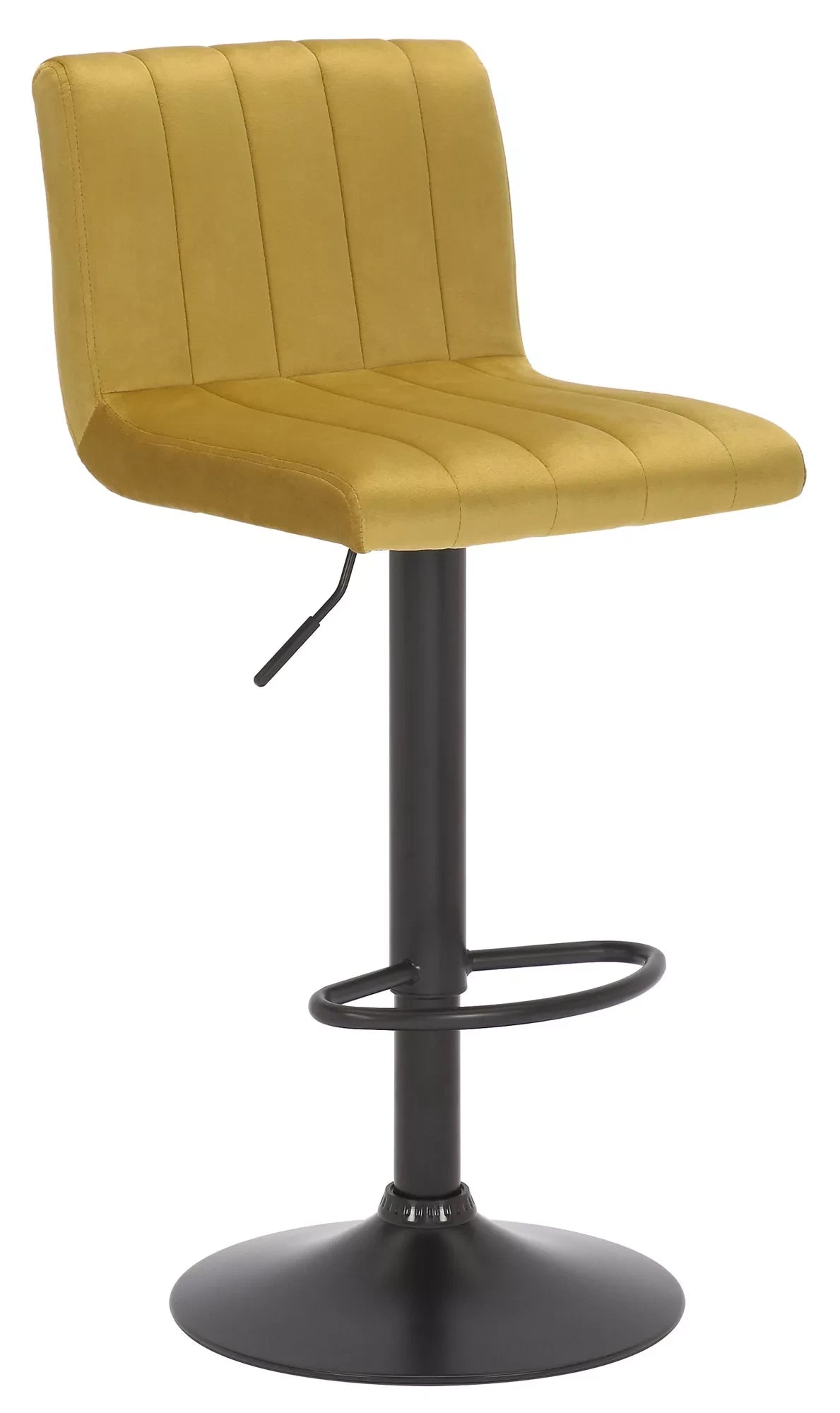 In And OutdoorMatch Barkruk Aubrey - Velvet geel - Zithoogte 62-83 cm - Met rugleuning - In hoogte verstelbaar - Set van 1 - Ergonomische - barstoelen - Keuken Barkrukken / hocker