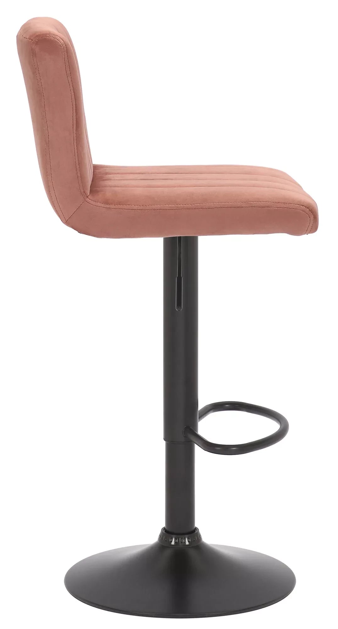 In And OutdoorMatch Barkruk Bethany - Velvet roze - Zithoogte 62-83 cm - Met rugleuning - In hoogte verstelbaar - Set van 1 - Ergonomische - barstoelen - Keuken Barkrukken / hocker