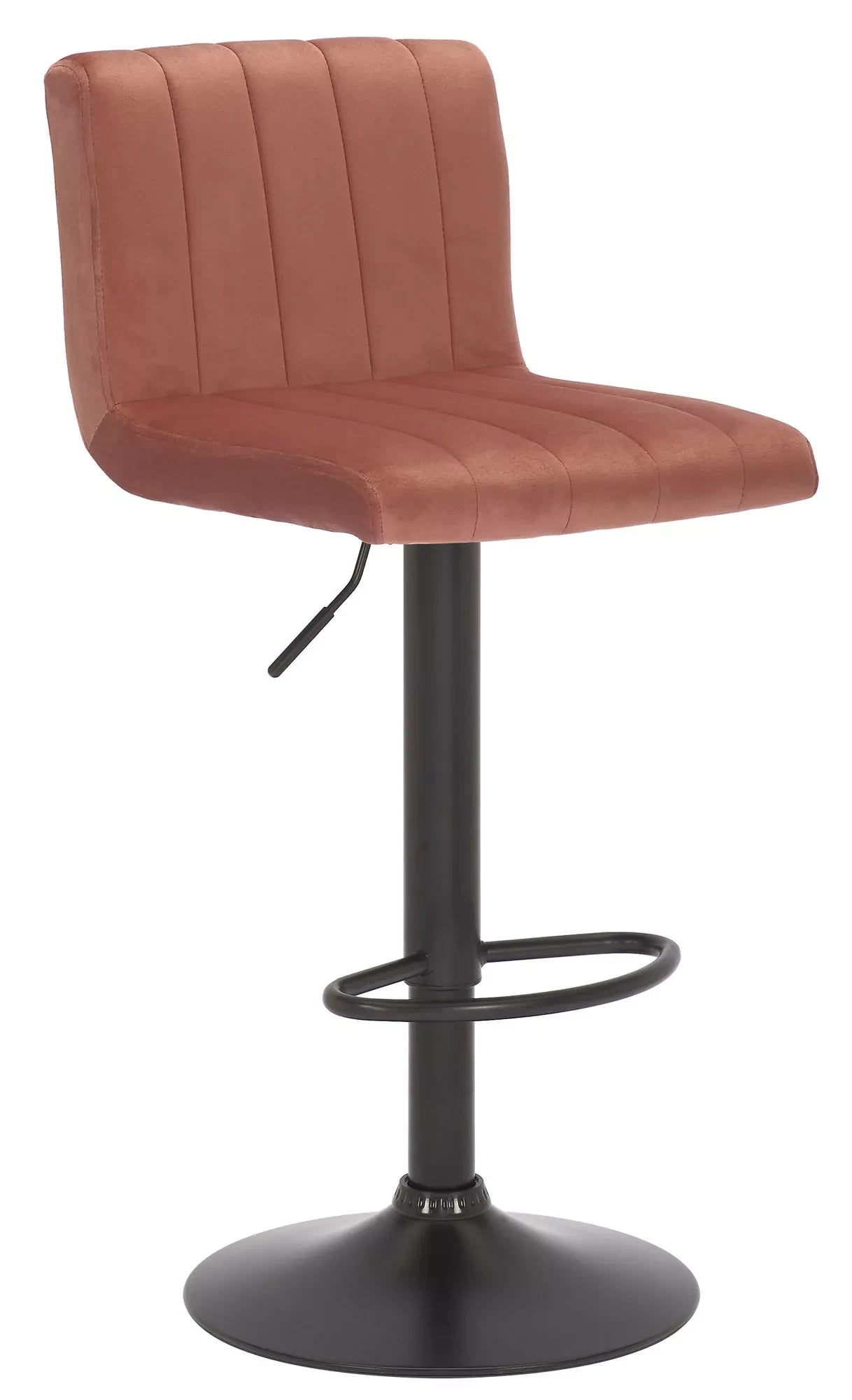 In And OutdoorMatch Barkruk Bethany - Velvet roze - Zithoogte 62-83 cm - Met rugleuning - In hoogte verstelbaar - Set van 1 - Ergonomische - barstoelen - Keuken Barkrukken / hocker