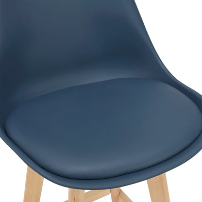 In And OutdoorMatch Barkruk Eden - Set van 4 - Imitatieleer en Beuken - 105x48x58 cm - Blauw - Modern design Barkrukken / hocker