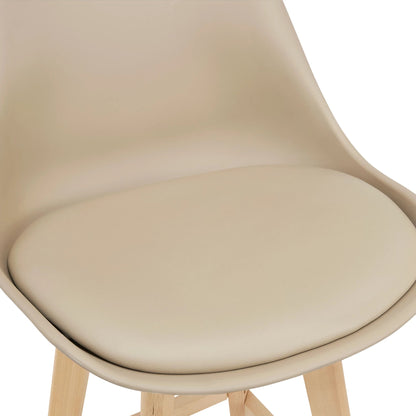 In And OutdoorMatch Barkruk Fermin - Set van 6 - Imitatieleer en Beuken - 105x48x58 cm - Beige - Modern Design Barkrukken / hocker