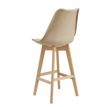 In And OutdoorMatch Barkruk Fermin - Set van 6 - Imitatieleer en Beuken - 105x48x58 cm - Beige - Modern Design Barkrukken / hocker