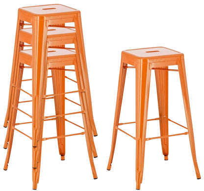 In And OutdoorMatch Barkruk Hanna - Zonder rugleuning - Set van 1 - Ergonomisch - Barstoelen voor keuken of kantine - Oranje - Metaal - Zithoogte 77cm Barkrukken / hocker