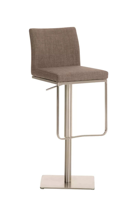 In And OutdoorMatch Barkruk Laurence - Met rugleuning - Polyester - Set van 1 - Ergonomisch - Barstoelen voor keuken of kantine - Grijs - Zithoogte 58-82cm Barkrukken / hocker