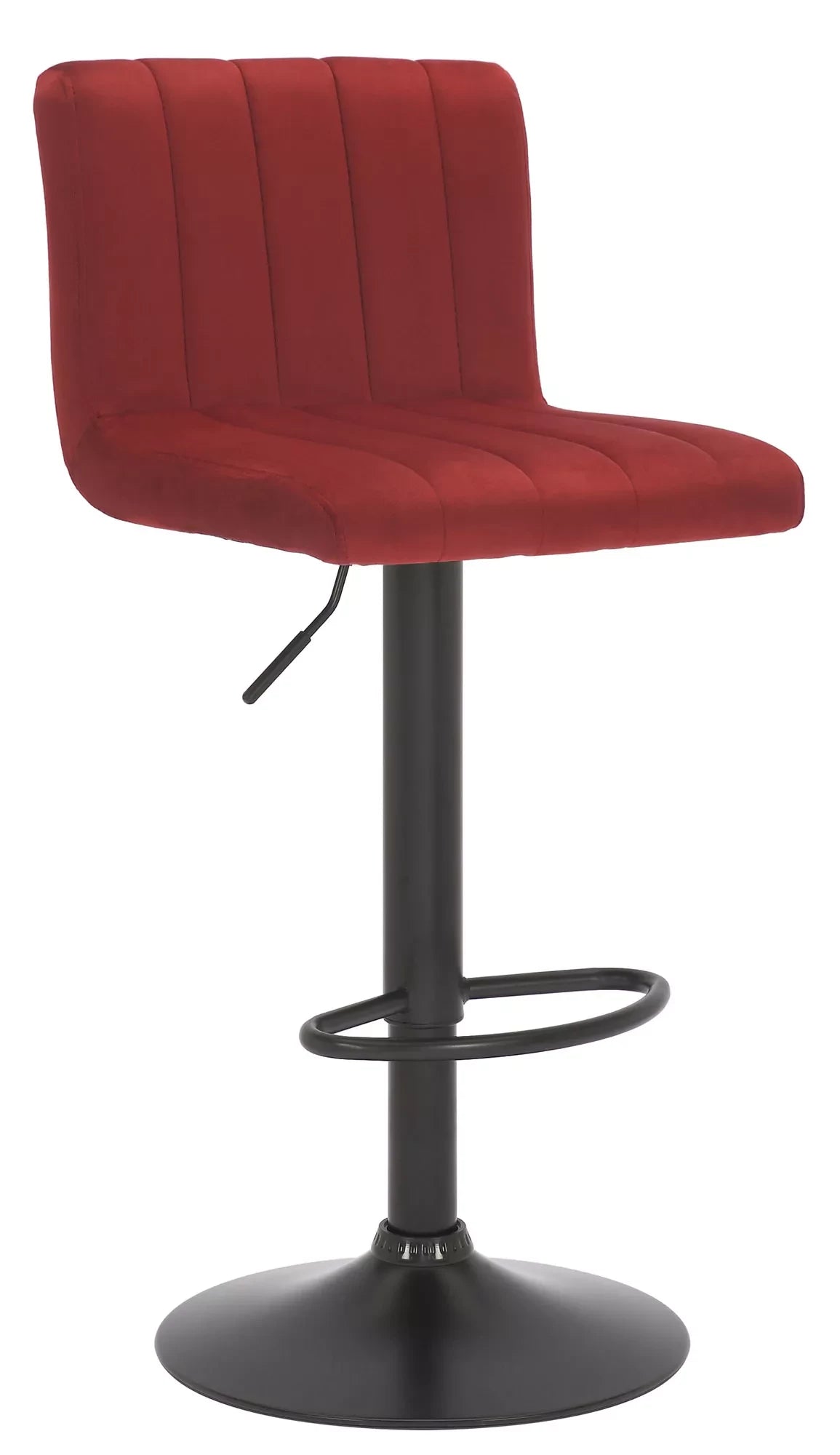 In And OutdoorMatch Barkruk Melyna - Velvet rood - Zithoogte 62-83 cm - Met rugleuning - In hoogte verstelbaar - Set van 1 - Ergonomische - barstoelen - Keuken Barkrukken / hocker