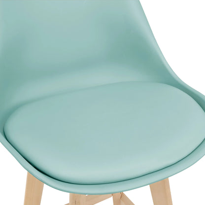 In And OutdoorMatch Barkruk Nora - Set van 4 - Imitatieleer en Beuken - 105x48x58 cm - Mint - Modern Design Barkrukken / hocker