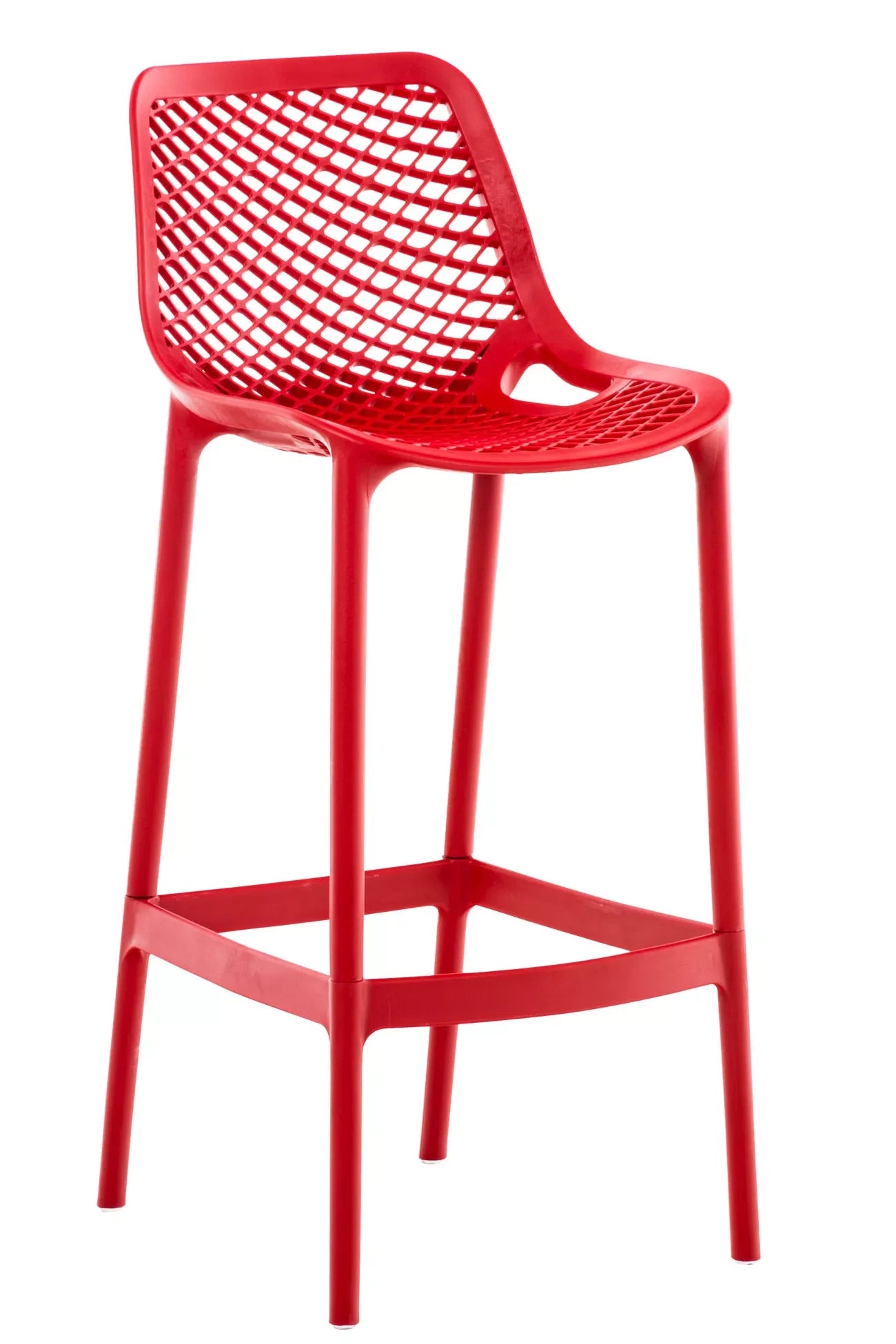 In And OutdoorMatch Barkruk Shyann - Set van 1 - Ergonomisch - Barkruk keuken of kantine - Rood - 75cm Barkrukken / hocker