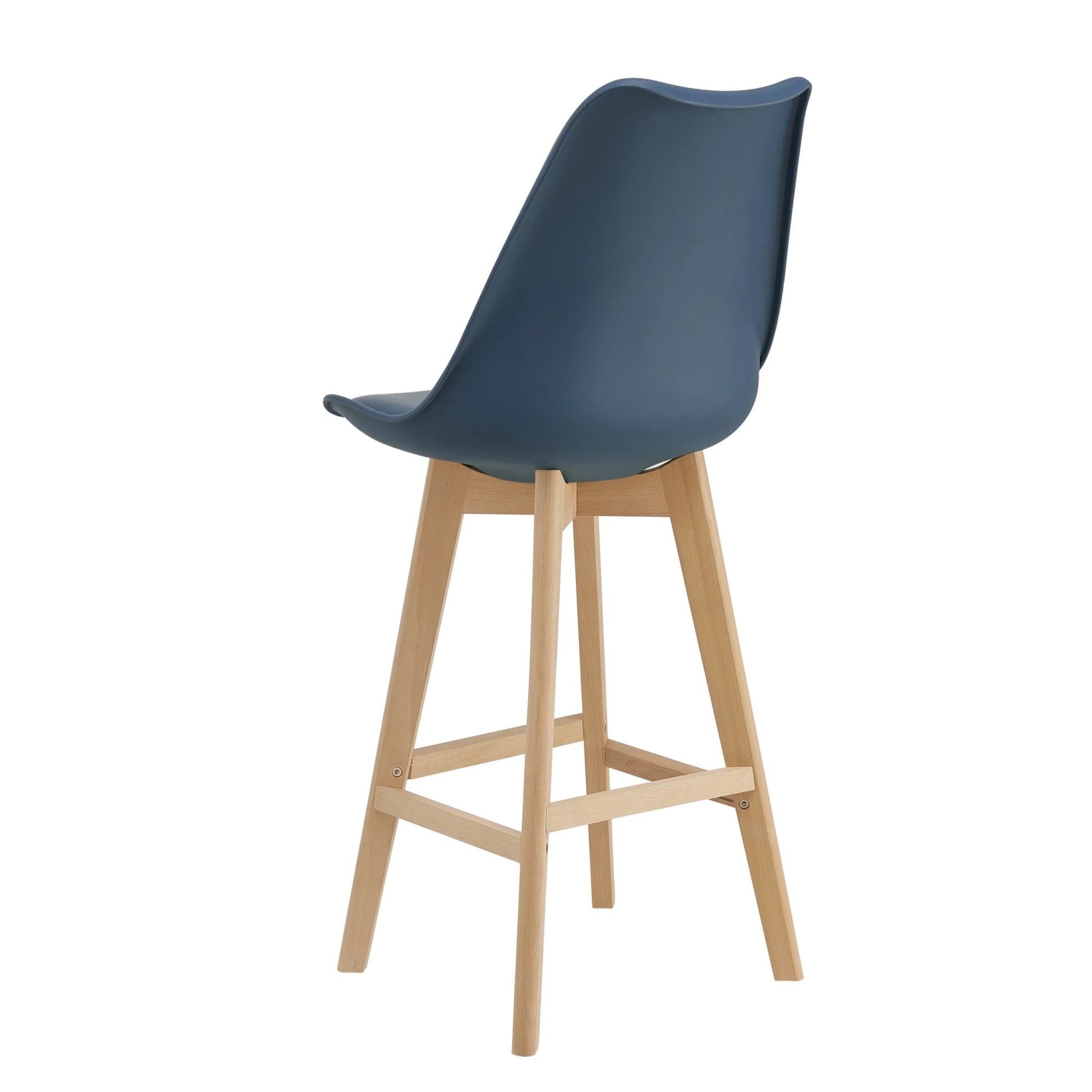 In And OutdoorMatch Barkruk Susanna - Set van 6 - Imitatieleer en Beuken - 105x48x58 cm - Blauw - Modern design Barkrukken / hocker