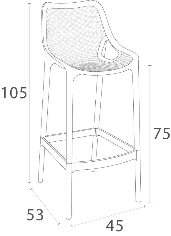 In And OutdoorMatch Barkruk Zachariah - Set van 1 - Ergonomisch - Barkruk keuken of kantine - Oranje - 75cm Barkrukken / hocker