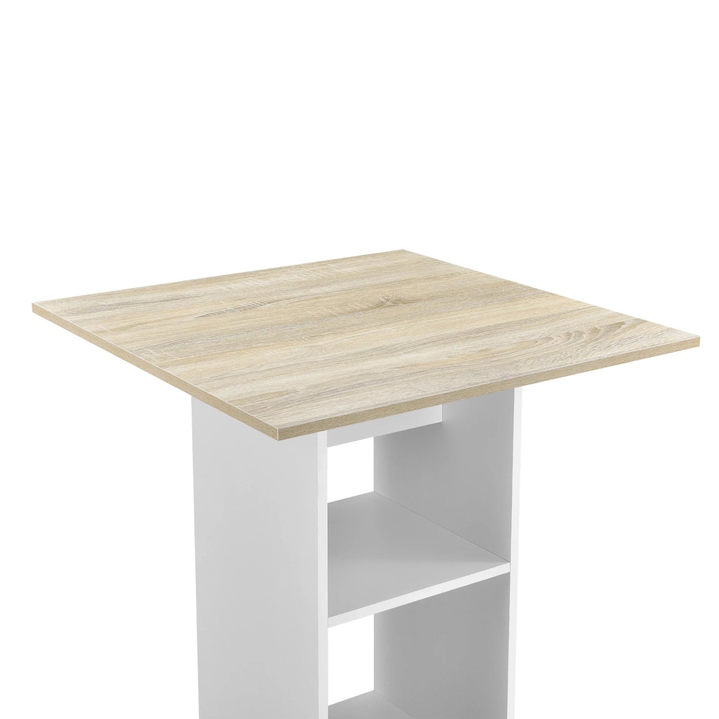 In And OutdoorMatch Bartafel Linda - Met 3 Planken - 70x70x110 cm - Wit en Eikenkleurig - Spaanplaat - Modern Design Bar table