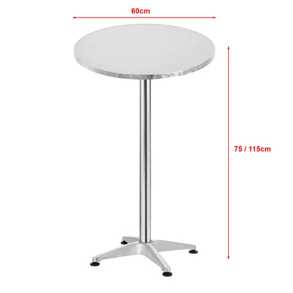 In And OutdoorMatch Bartafel Tyson - Tuintafel - Opvouwbaar - Rond - Ø60 cm - Zilverkleurig Bar table