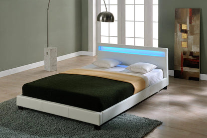 In And OutdoorMatch Bed Alan - met LED verlichting - Bedbodem - 140x200 cm - Wit - Modern Design bed twee personen