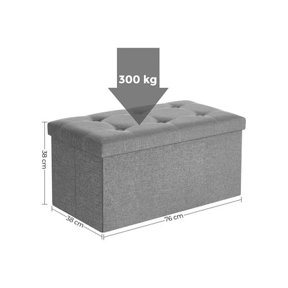 In And OutdoorMatch Bench Marianna - Kruk - Inhoud 80 liter - Zitkist - Opbergbox - Imitatielinnen - Opvouwbaar - Belastbaar tot 300 kg - Donkergrijs Opslagruimte