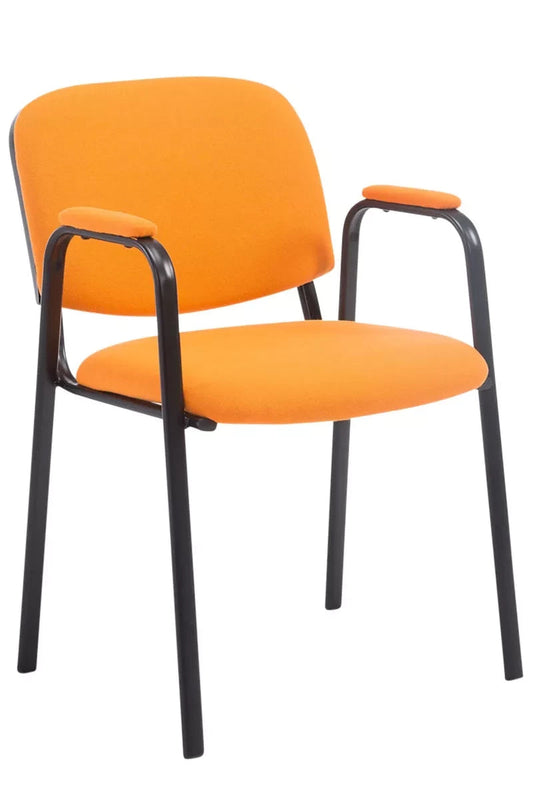 In And OutdoorMatch Bezoekersstoel - Eetkamerstoel - Thora - Oranje stof - zwart frame - comfortabel - modern design - set van 1 - Zithoogte 47 cm - Deluxe Bureaustoel