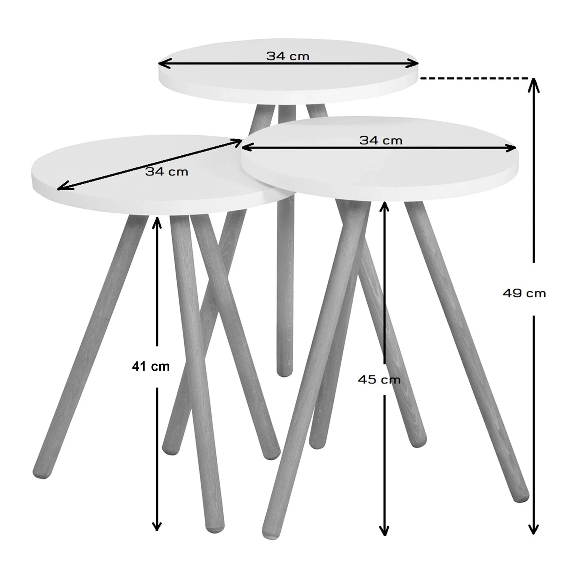 In And OutdoorMatch Bijzettafel Alana - Set van 3 - Rond - Houtkleurig en Multikleurig - Spaanplaat en Beuken - Stijlvol Design Bijzetttafel