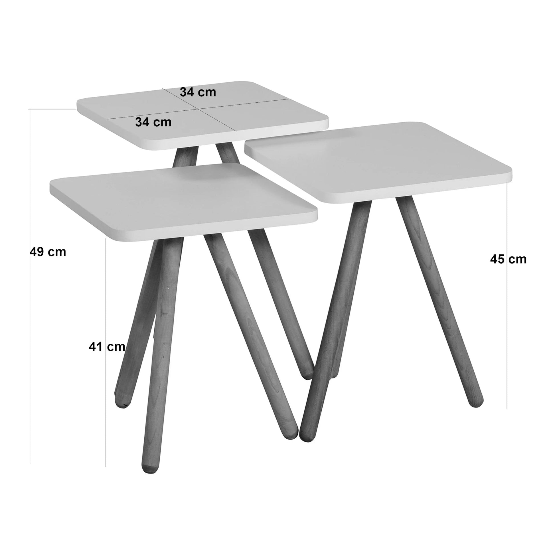 In And OutdoorMatch Bijzettafel Darrell - Set van 3 - Meerkleurig - Spaanplaat en Beuken - Stijlvol Design Bijzetttafel