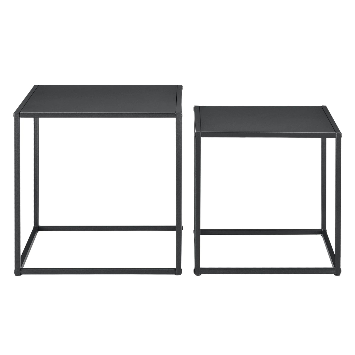 In And OutdoorMatch Bijzettafel Lottie - Set van 2 - Zwart - Metaal - 40x40x40 - 35x35x35 cm - Modern Design Bijzetttafel