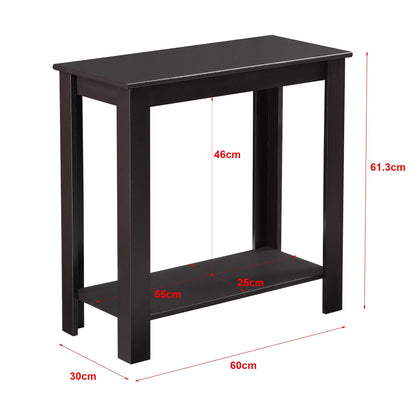 In And OutdoorMatch Bijzettafel Mabelle - Met Plank - MDF - 60x30x61,3 cm - Donkerbruin - Stijlvol Design Bijzetttafel