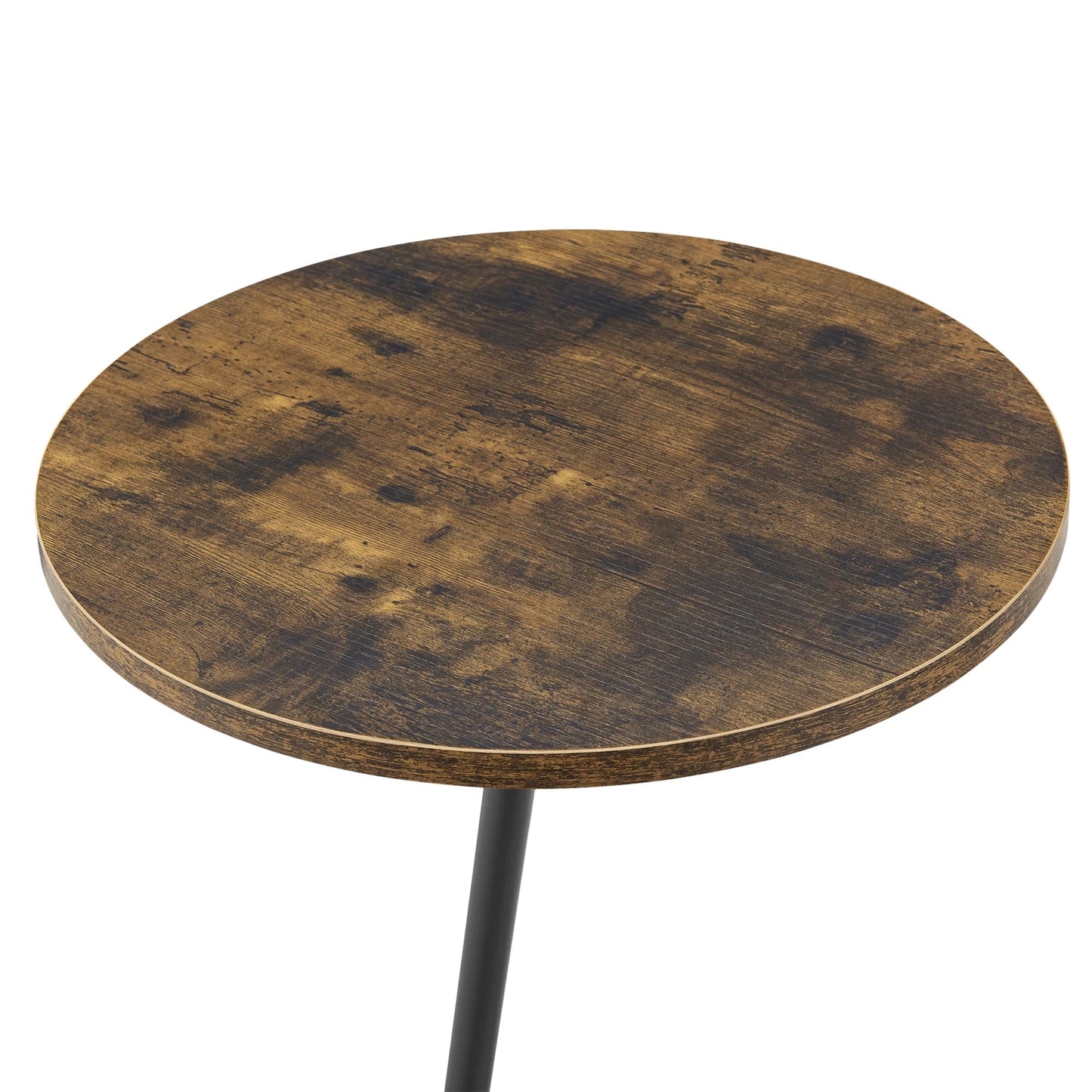 In And OutdoorMatch Bijzettafel Rond Mave - 55xØ40 cm - Houtkleurig en Zwart - MDF en Metaal Poedercoating - Modern Design Bijzetttafel