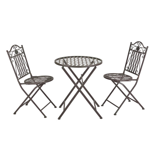 In And OutdoorMatch Bistroset Malla - Metalen Tuintafel - Met 2 Tuinstoelen - Groen - Stabiel Metaal - Weerbestendig Garden Table