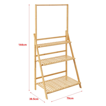 In And OutdoorMatch Bloempot Delmer - Trapladder - 144x70x39,5 cm - Bamboe - Eco-vriendelijk materiaal - Stijlvolle uitstraling Flowerpot