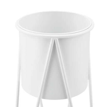 In And OutdoorMatch Bloempot Kaden - Op Standaard - Metaal - Set van 2 - Wit - Stijlvol Design Flowerpot