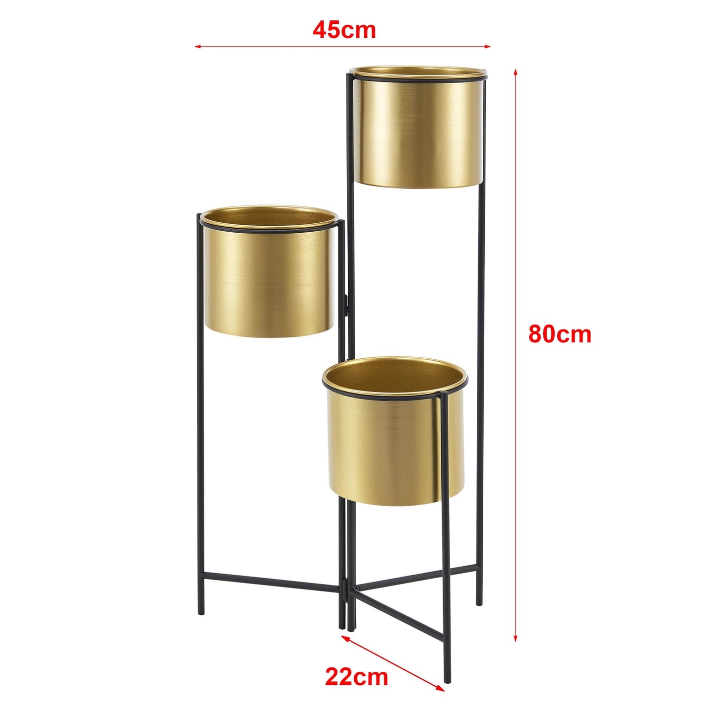 In And OutdoorMatch Bloempot Nicola - Op Standaard - Zwart en Messing - Metaal - Modern design Flowerpot