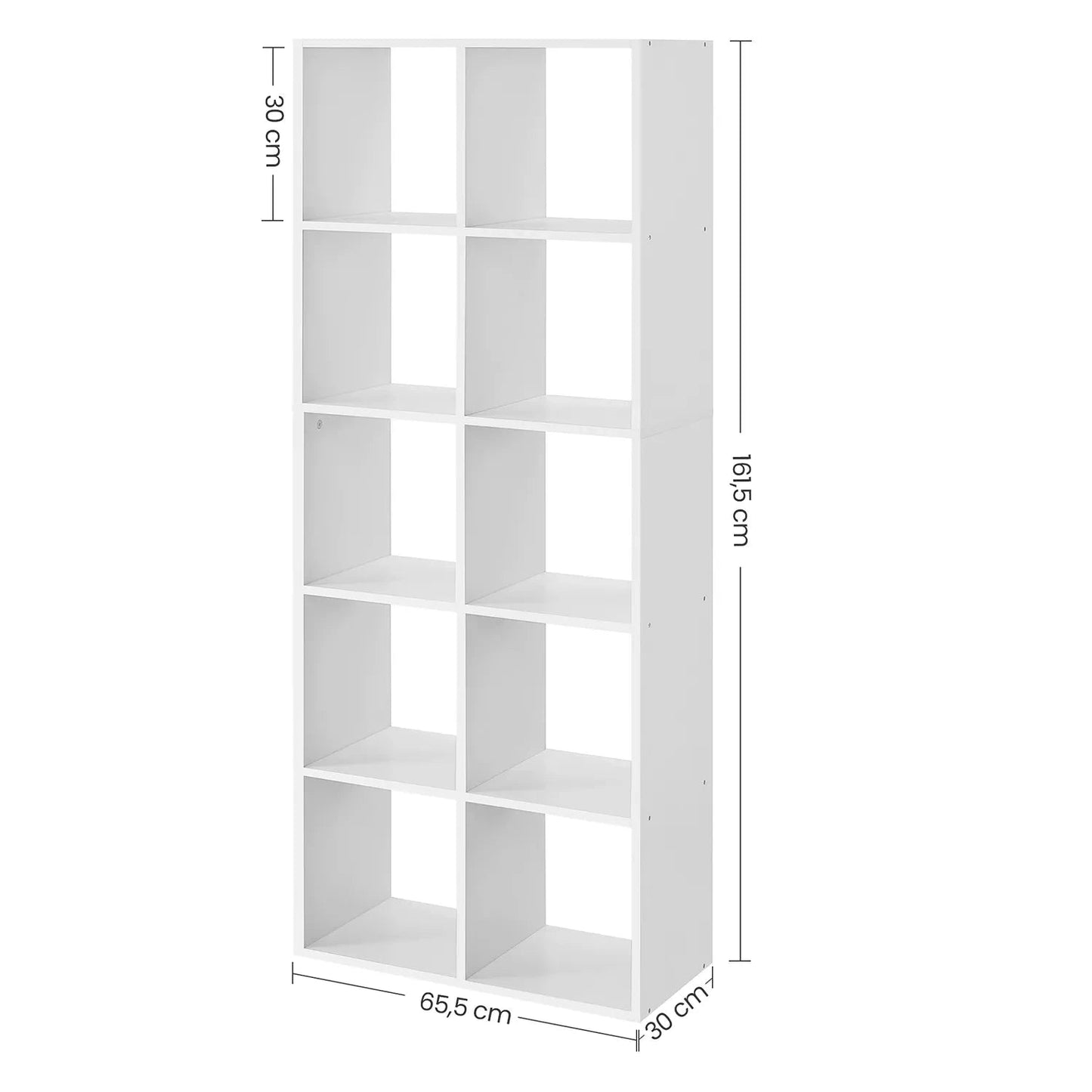 In And OutdoorMatch Boekenkast Brando - Wit - 10 vaks - Boekenplank - Woonkamer, slaapkamer en kinderkamer - Hout - MDF Boekenplank