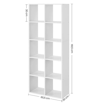 In And OutdoorMatch Boekenkast Brando - Wit - 10 vaks - Boekenplank - Woonkamer, slaapkamer en kinderkamer - Hout - MDF Boekenplank