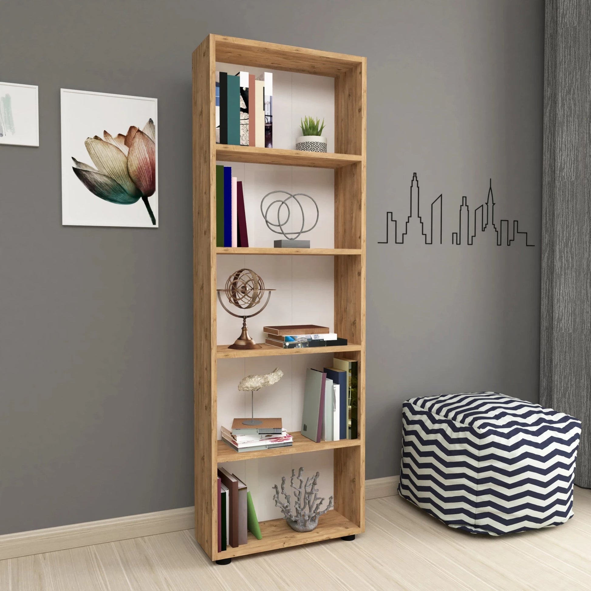 In And OutdoorMatch Boekenkast Jade - 172x55x20cm - Houtkleur - MDF Boekenkast