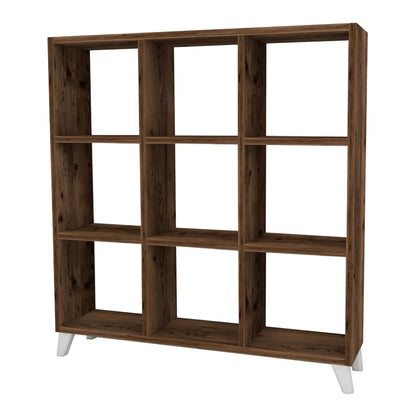 In And OutdoorMatch Boekenkast Nuni - Plank - 100x88x20cm - Eiken Antiek en Wit - Spaanplaat - 9 Open Vakken Boekenkast