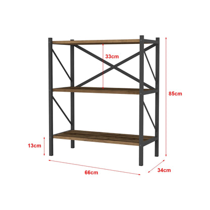 In And OutdoorMatch Boekenkast Plank Celton - 85x66x34cm - Eiken Antiek - Spaanplaat en Metaal - Met Planken - Modern Design Boekenkast