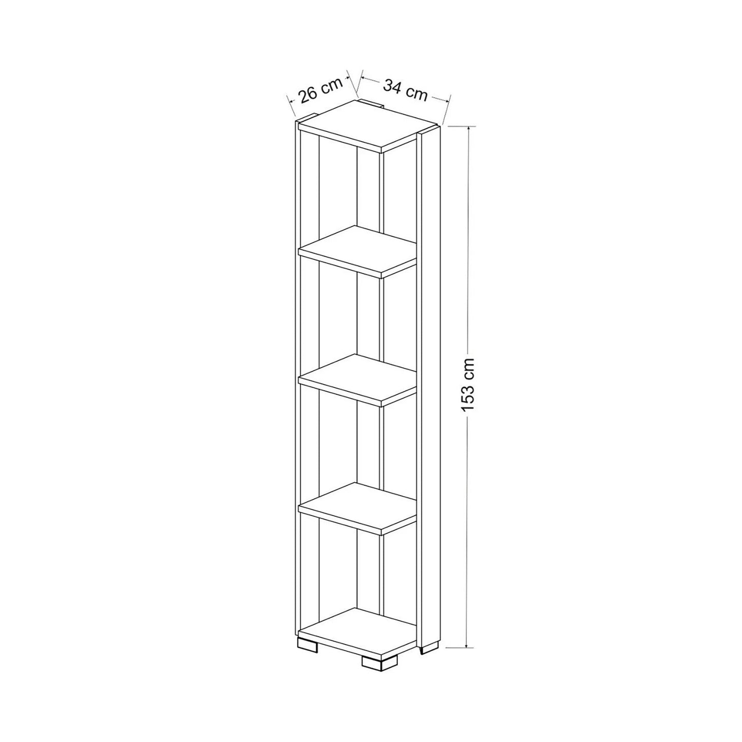 In And OutdoorMatch Boekenkast Plank Kellen - 153x34x26 cm - Eiken - Spaanplaat - Met Planken - Praktische Boekenkast Boekenplank