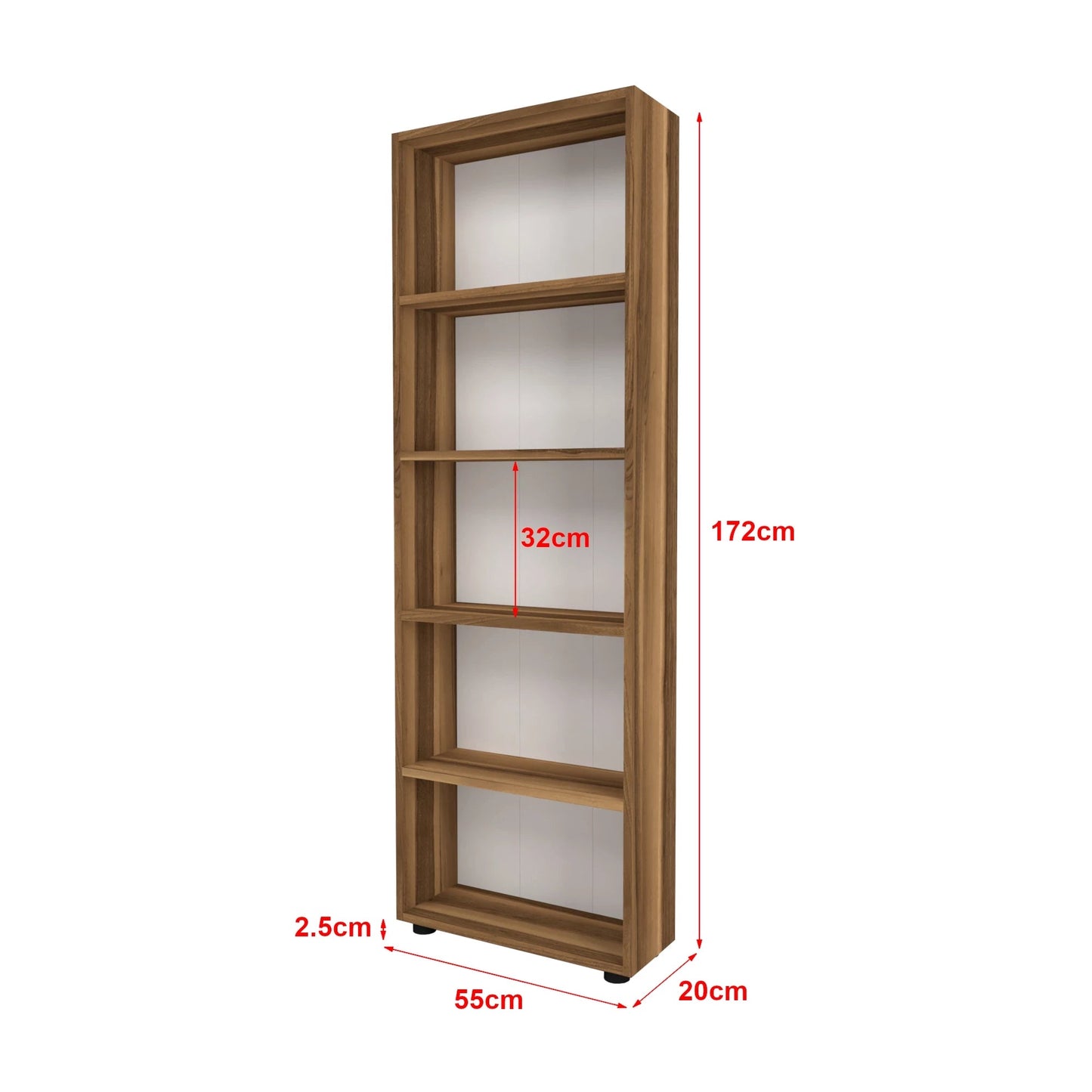 In And OutdoorMatch Boekenkast Plank Marco - 172x55x20 cm - Walnootkleurig - Spaanplaat - Decoratieve Boekenkast Boekenplank