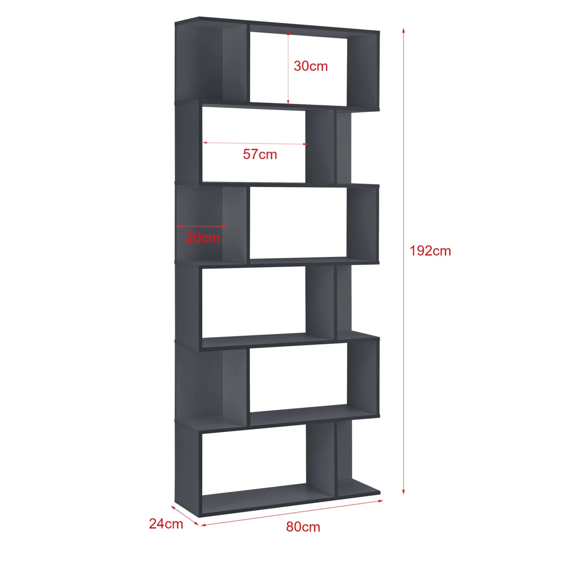 In And OutdoorMatch Boekenkast Plank Mariane - 192x80x24 cm - Donkergrijs - Spaanplaat - Decoratief Design Boekenkast