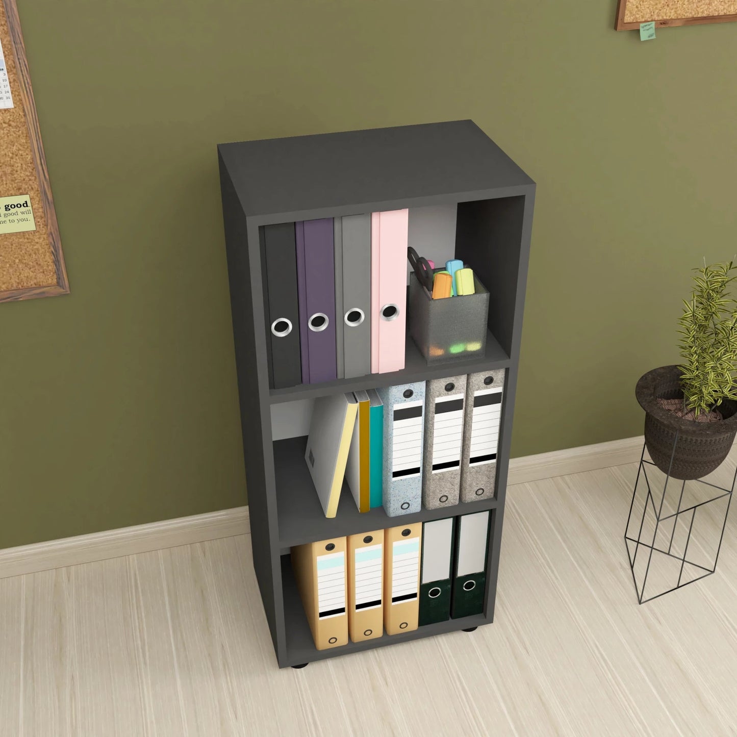 In And OutdoorMatch Boekenkast Plank Meaghan - 108x49x30 cm - Antraciet - Spaanplaat - Modern Design Boekenkast