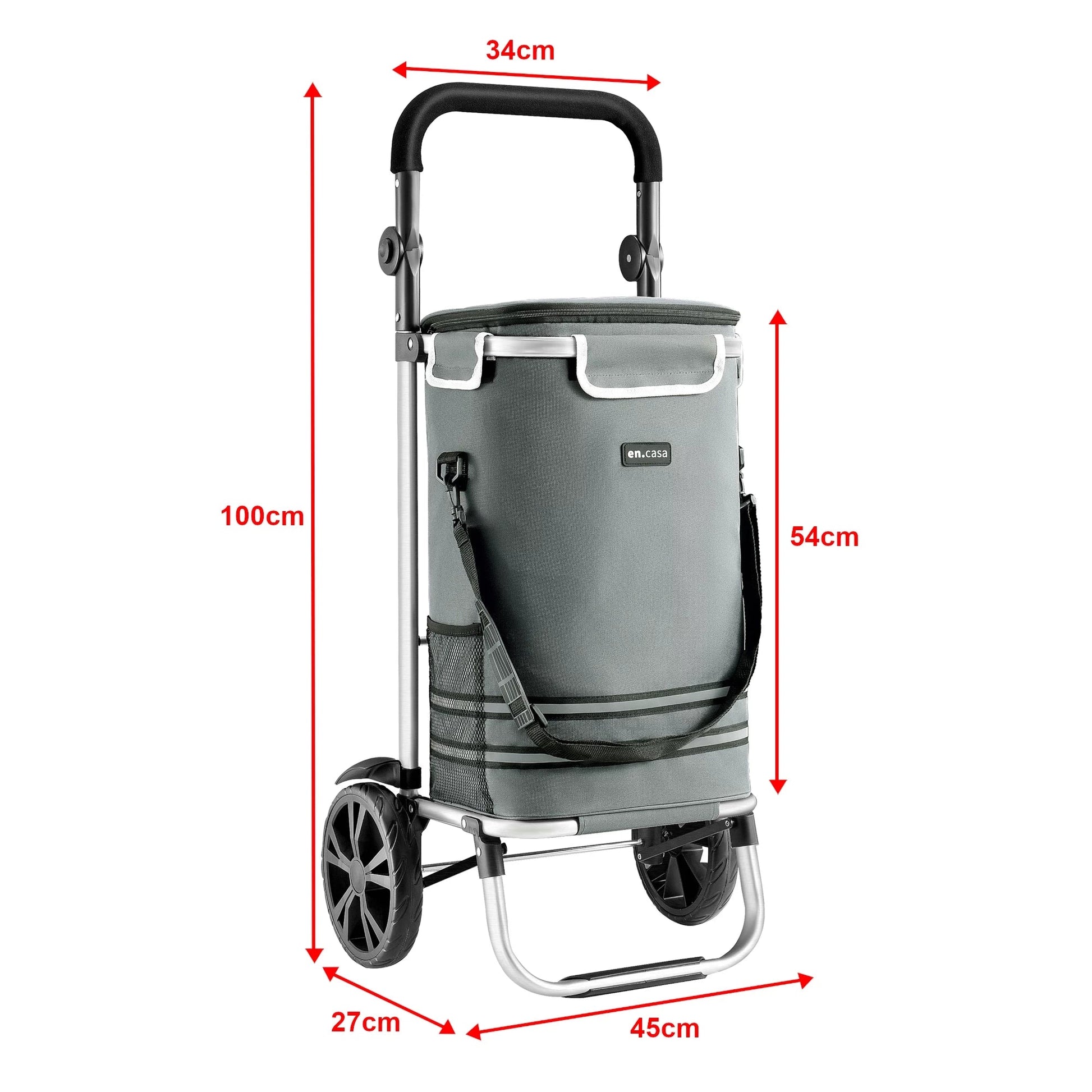 In And OutdoorMatch Boodschappentrolley Toy - 100x45x27 cm - Donkergrijs - Non-Slip Grip - Opvouwbaar Keuken Trolley