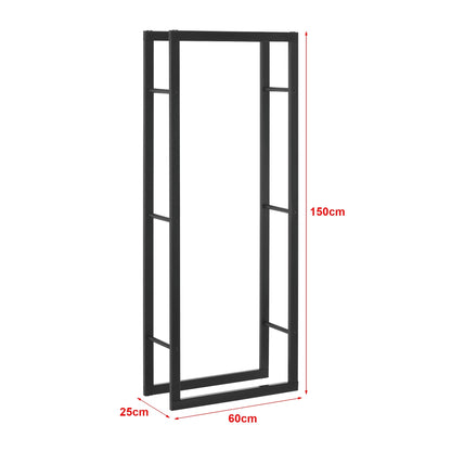 In And OutdoorMatch Brandhoutrek Hubert - Houtopslag - 60x25x150 cm - Zwart - Staal Gepoedercoat Houtrek