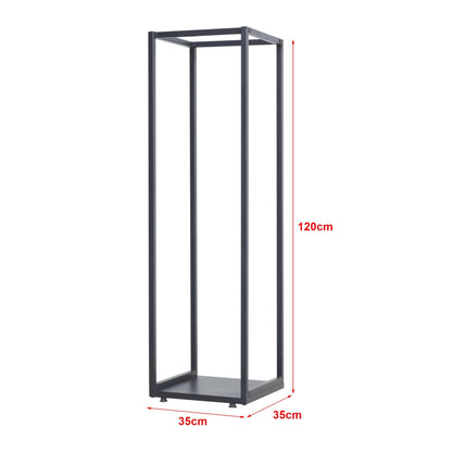 In And OutdoorMatch Brandhoutrek Tixxie - Houtopslag - 35x35x120cm - Zwart - Gepoedercoat Staal - Stabiel en Robuust Houtrek