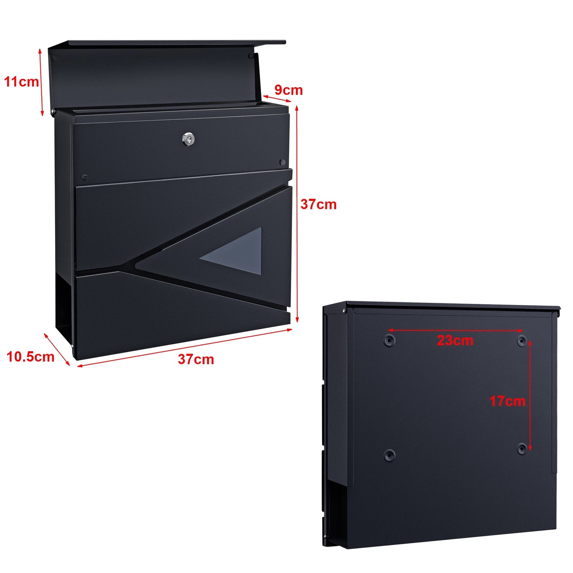 In And OutdoorMatch Brievenbus Stacy - 37x37x10,5 cm - Antraciet - Staal - Afsluitbaar - Beschermklep - Met Krantenhoes Postbus