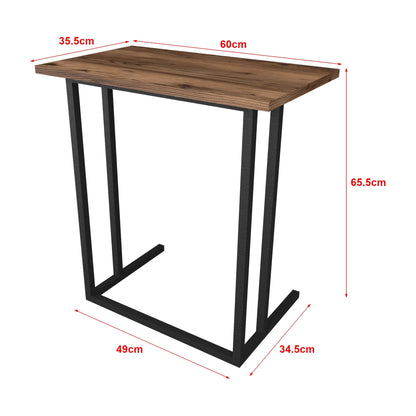 In And OutdoorMatch Bureau Ali - Laptoptafel - 65,5x60x35,5 cm - Eiken Antiek en Zwart - Spaanplaat en Metaal - Modern Design Desk