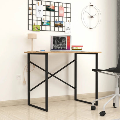 In And OutdoorMatch Bureau Andy - 75x90x60 cm - Eiken - Spaanplaat en Metaal - Stabiel Stalen Frame - Modern Design Desk