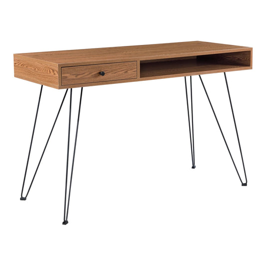 In And OutdoorMatch Bureau April - Met Lade - 115x48x75 cm - Houtkleurig en Zwart - Spaanplaat en Metaal - Stijlvol Design Desk