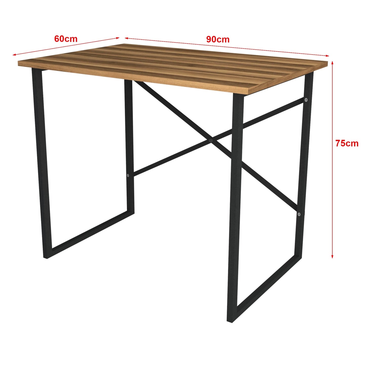 In And OutdoorMatch Bureau Jackson - 75x90x60 cm - Walnootkleurig - Spaanplaat en Metaal - Stabiel Stalen Frame - Modern Design Desk